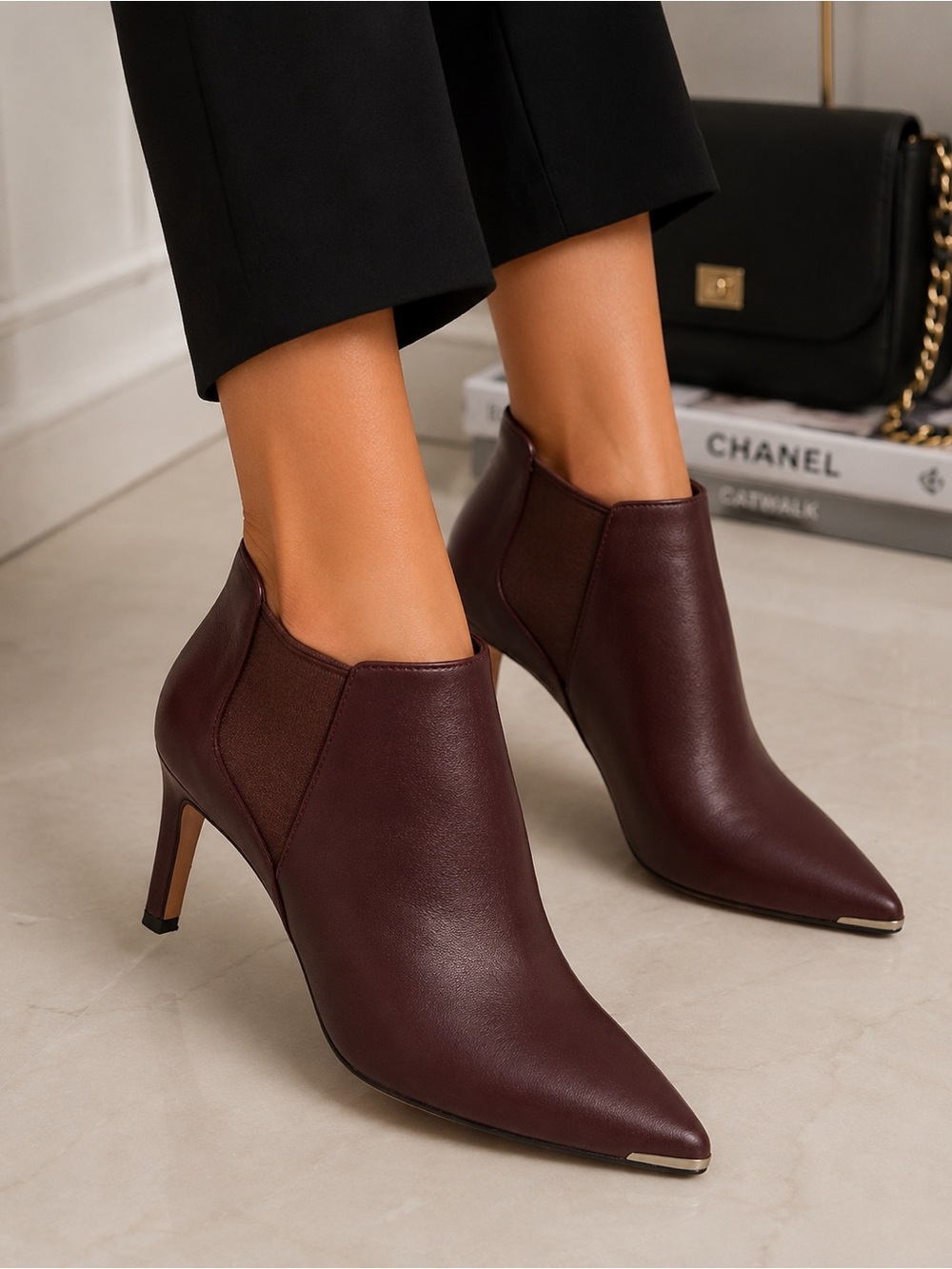 Ted Baker maroon leather bootie heels size 39
